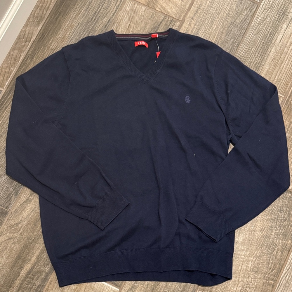 Izod Men's Navy Blue V-Neck Sweater - size XL